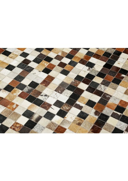 Çok Renkli Doğal Dana Derisi Patchwork Halı 120 x 180 cm