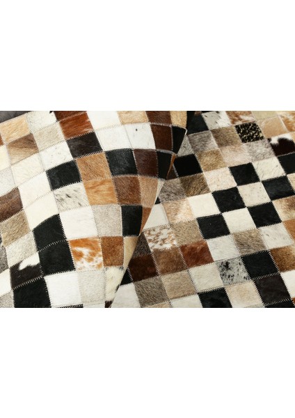 Çok Renkli Doğal Dana Derisi Patchwork Halı 120 x 180 cm
