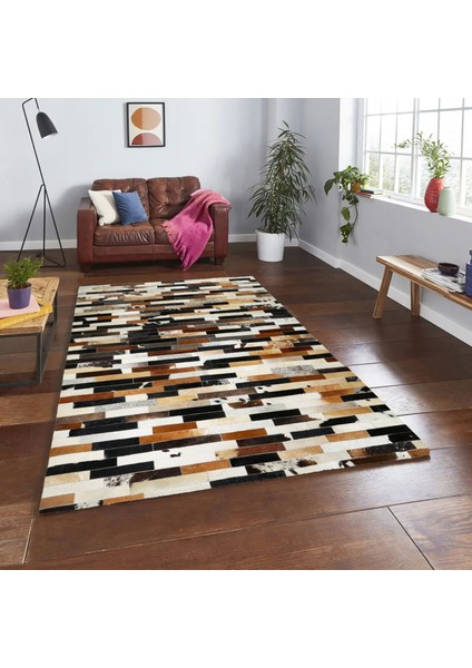 Çok Renkli Doğal Dana Derisi Halı 160 x 230 cm fiyatları