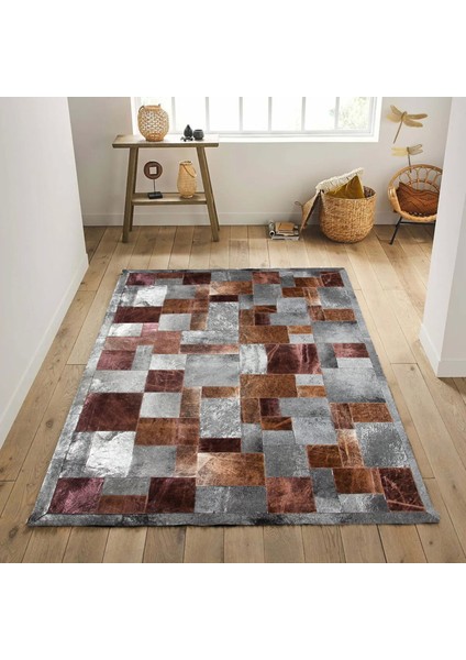 Varaklı Doğal Dana Derisi Patchwork Halı 140 x 200 cm