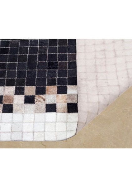 Siyah ve Beyaz Patchwork Doğal Dana Derisi 120 x 180 cm modelleri