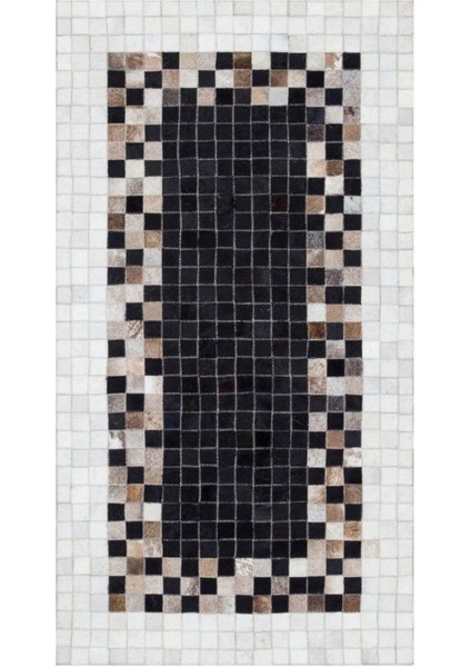 Siyah ve Beyaz Patchwork Doğal Dana Derisi 120 x 180 cm fırsatları