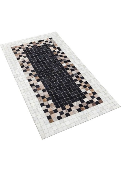 Siyah ve Beyaz Patchwork Doğal Dana Derisi 120 x 180 cm indirimleri