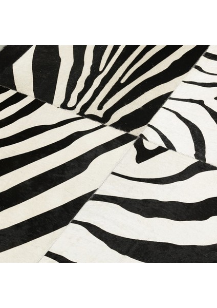 Zebra Desenli Dana Derisi Patchwork Halı 120 x 180 cm