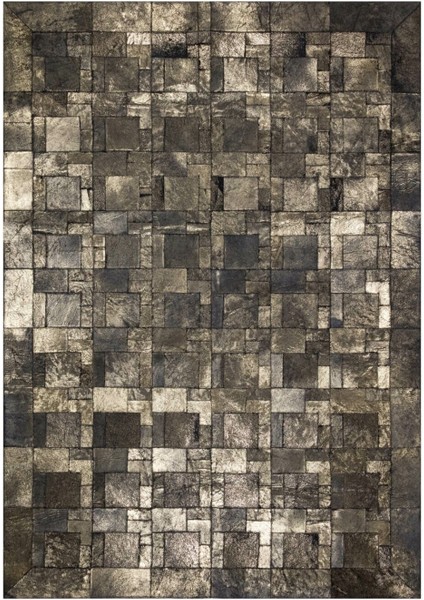 Bakır Varaklı Dana Derisi Patchwork Halı 160 x 230 cm