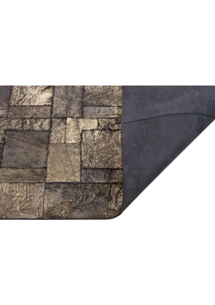 Bakır Varaklı Dana Derisi Patchwork Halı 160 x 230 cm