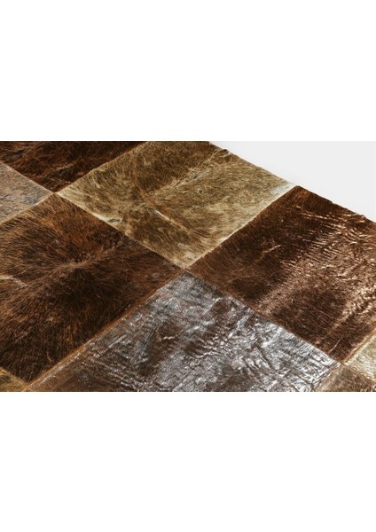 Bronz Varaklı Dana Derisi Patchwork Halı 160 x 230 cm