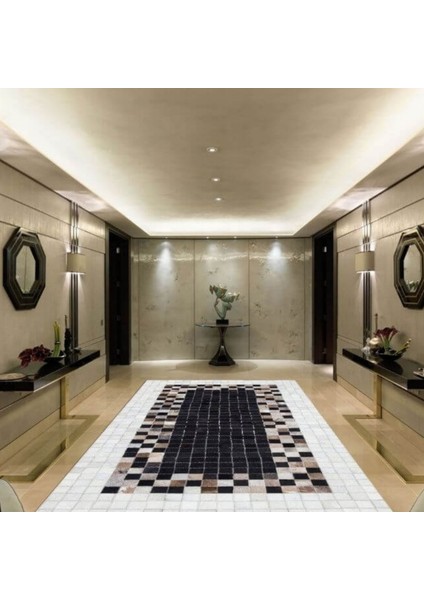 Siyah ve Beyaz Patchwork Doğal Dana Derisi 170 x 240 cm fiyatları