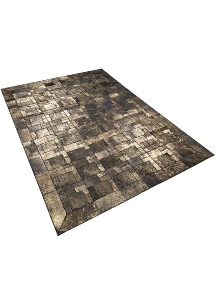 Bakır Varaklı Dana Derisi Patchwork Halı 160 x 230 cm