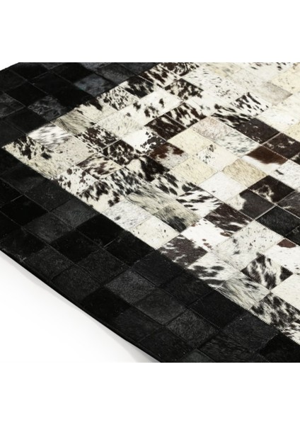 Siyah & Krem Dana Derisi Patchwork Halı 170 x 240 cm