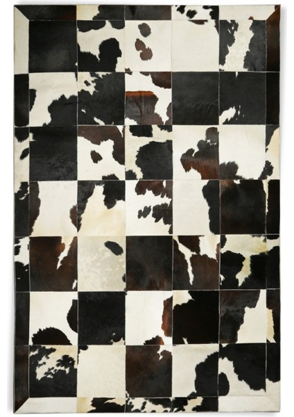Siyah Dana Derisi Patchwork Halı 170 x 240 cm
