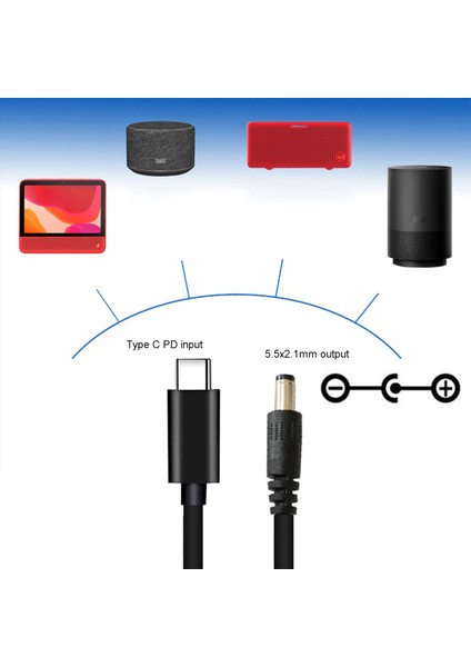 2m Type Pd Güç Kaynağı Kablosu 12V 5.5x2.1mm Kablosuz Yönlendirici Hoparlör (Yurt Dışından) modelleri