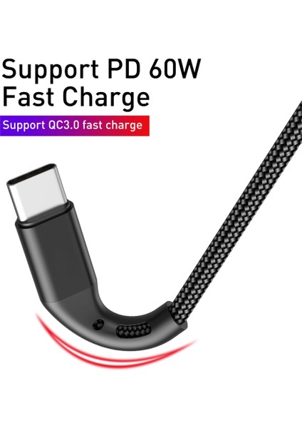 C Tipi Type Pd 60W Kablo Hızlı Şarjı Dizüstü Bilgisayar Için Qc3.0 USB C Veri Kablosu (Yurt Dışından)