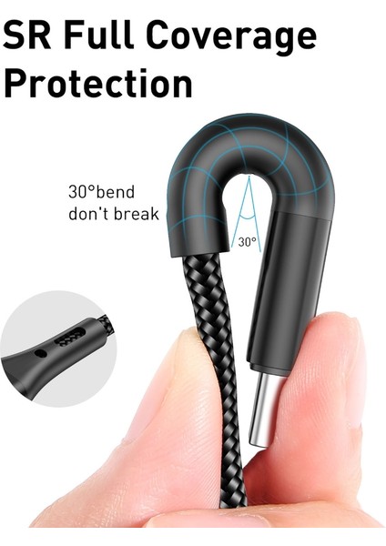 C Tipi Type Pd 60W Kablo Hızlı Şarjı Dizüstü Bilgisayar Için Qc3.0 USB C Veri Kablosu (Yurt Dışından)