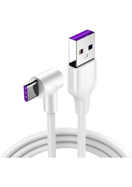 5A Hızlı Şarj Type C 90 ° Dirsek Veri Kablosu Kablosu Güvenli Koruma (Yurt Dışından)