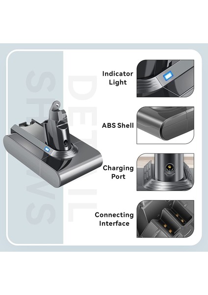 Dyson V6 Animal Dc-62 Serisi 3000 Mah Li-Ion Muadil Batarya