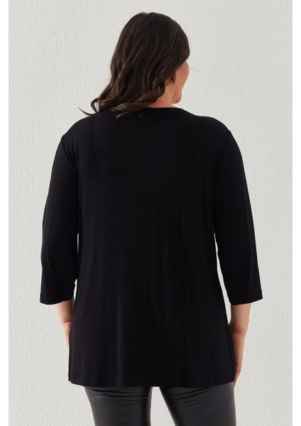 Deri Görünüm Cep Detaylı Kadın Büyük Beden Bluz indirimleri