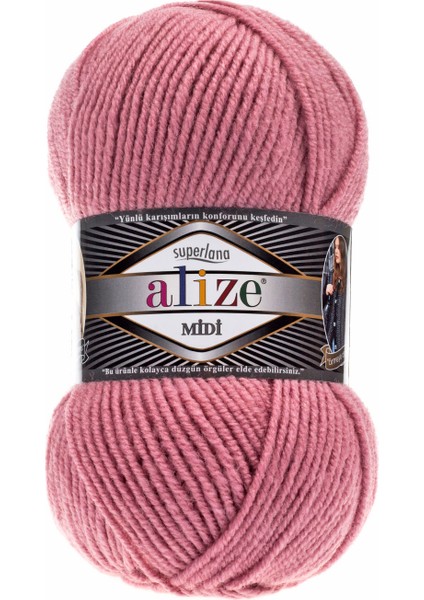Süperlana Midi El Örgü Ipi (5 Li Paket) - 204-PEMBE