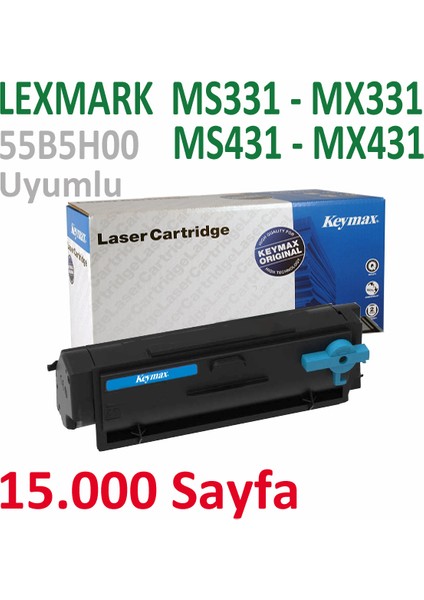Lexmark 55B5H00 MS331 I MX331 15.000 Sayfa Siyah Avrupa Muadil Toner