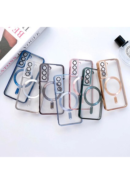 S23 Kılıf Kamera Lens Korumalı Metalik Magsafe Şarjlı Zrıh Yumuşak Case
