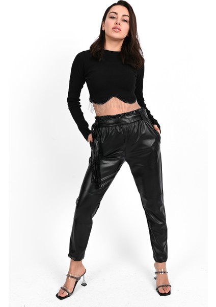 Kadın Jogger Deri Pantolon 6151-23