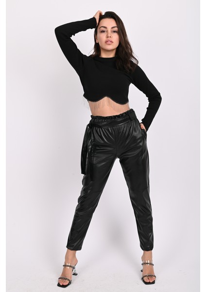 Kadın Jogger Deri Pantolon 6151-23 fırsatları