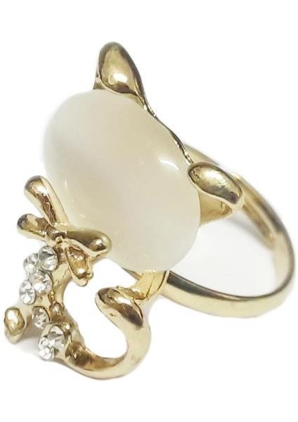 Sevimli Kedi Opal Moda Yüzük 17MM Çap Boyut Ayarlanabilir Beyaz fiyatları