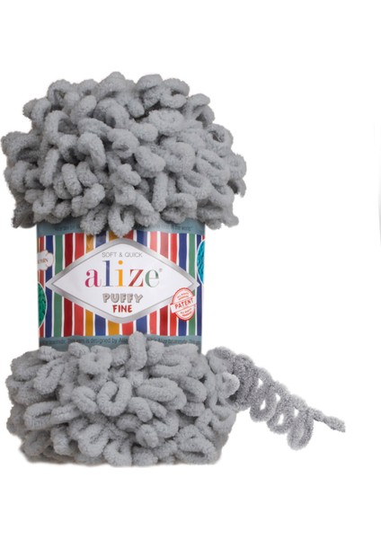 Puffy Fine El Örgü Ipi (5 Li Paket) - 343-KÖMÜR Grisi