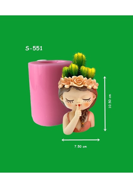 Çiçekli Kız Saksı No:1 Silikon Kalıp