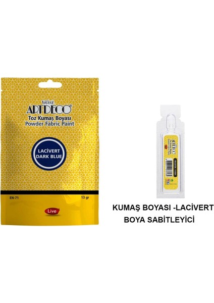 Toz Kumaş Boyası 13 gr Adet Lacivert ve Boya Sabtleyicii