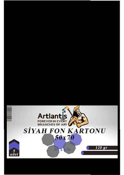 Siyah Fon Kartonu 120 gr 5 Adet 50 x 70 cm