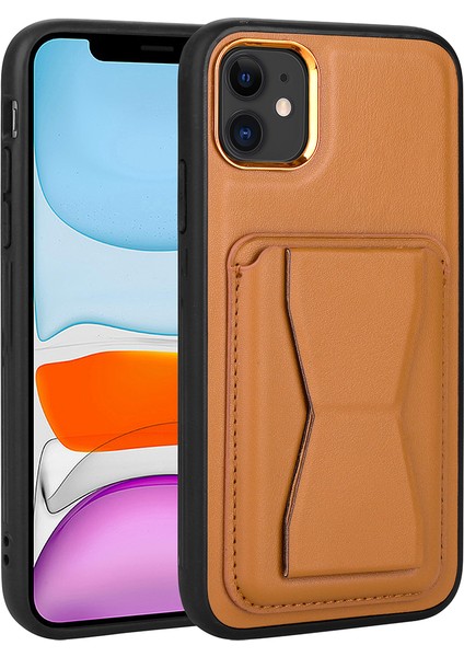 Apple iPhone 11 Kılıf Kartlıklı Standlı Suni Deri Zore Memo Kılıf