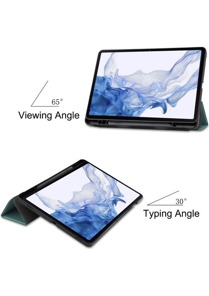 Three-Folding Tpu Tablet Case For Samsung Galaxy Tab S8 Yeşil (Yurt Dışından)