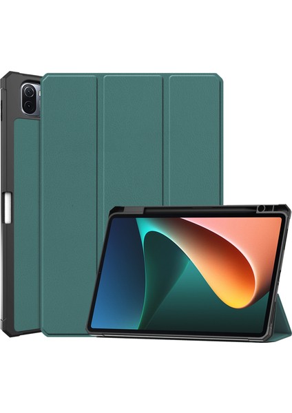 Xiaomi Pad 5/5 Pro Için Custer Doku Deri Kılıf Dark Green (Yurt Dışından)