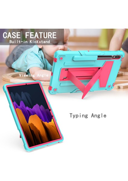 Samsung Galaxy Tab S7 T870 / T875 T-Şekilli Tutucu Kılıf Mint Green+Rose Red (Yurt Dışından) modelleri