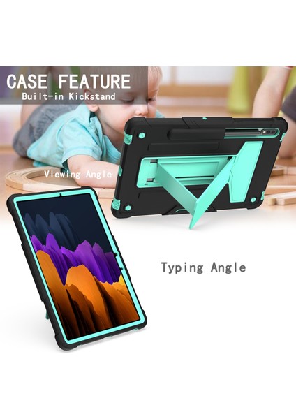 Samsung Galaxy Tab S7 T870 / T875 T-Şekilli Tutucu Kılıf Black+Mint Geen (Yurt Dışından) modelleri