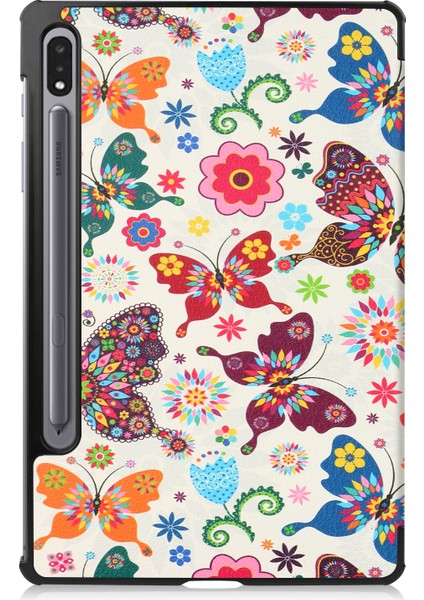 Custer Painted Tablet Leather Case For Samsung Galaxy Tab S8 Colorful Butterflies (Yurt Dışından)