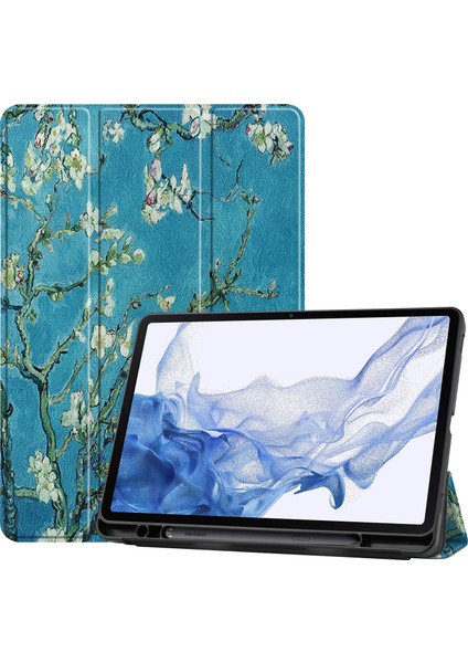 Three-Folding Tpu Tablet Case For Samsung Galaxy Tab S8 Kayısı Çiçeği (Yurt Dışından)