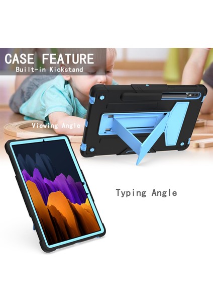 Samsung Galaxy Tab S7 T870 / T875 T-Şekilli Tutucu Kılıf Black+Blue (Yurt Dışından) modelleri