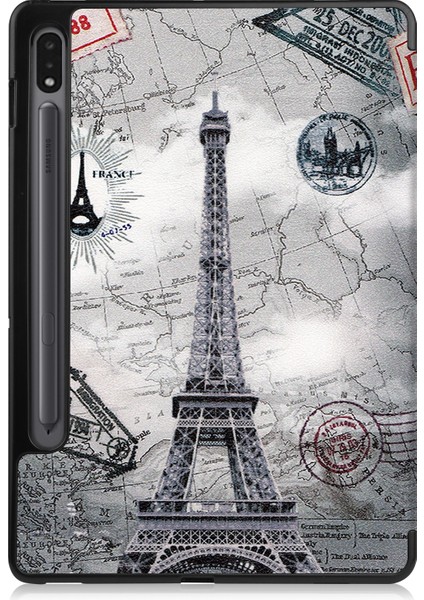 Three-Folding Tpu Tablet Case For Samsung Galaxy Tab S8 Retro Tower (Yurt Dışından)