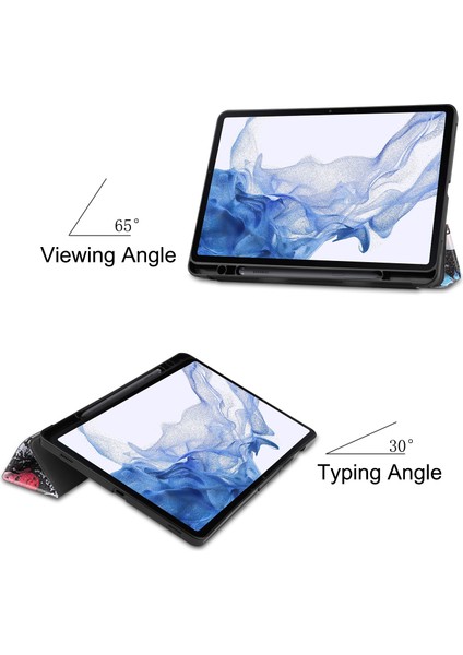 Three-Folding Tpu Tablet Case For Samsung Galaxy Tab S8 Duvar Yazısı (Yurt Dışından)
