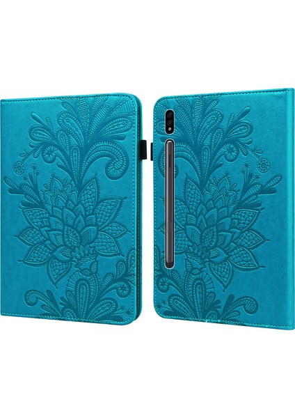 Samsung Galaxy Tab S8 Için Dant Çiçek Pu Kılıfı Mavi (Yurt Dışından)