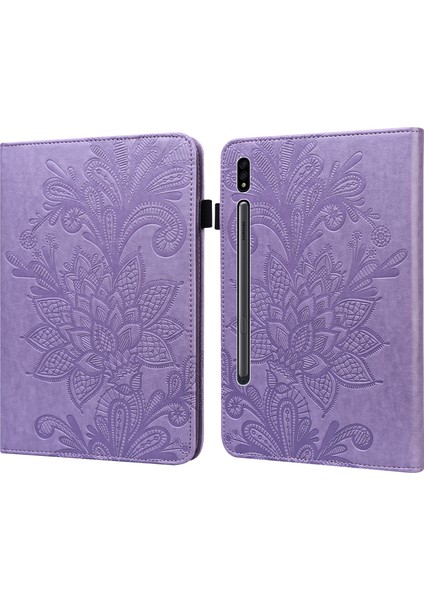 Samsung Galaxy Tab S8 Için Dant Çiçek Pu Kılıfı Mor (Yurt Dışından)