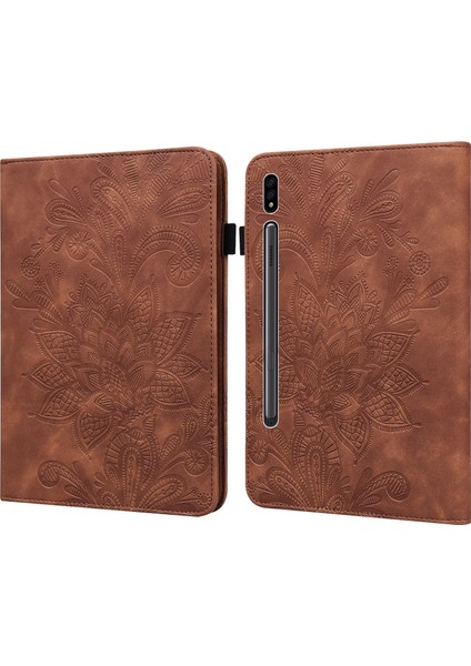Samsung Galaxy Tab S8 Için Dant Çiçek Pu Kılıfı Kahverengi (Yurt Dışından)