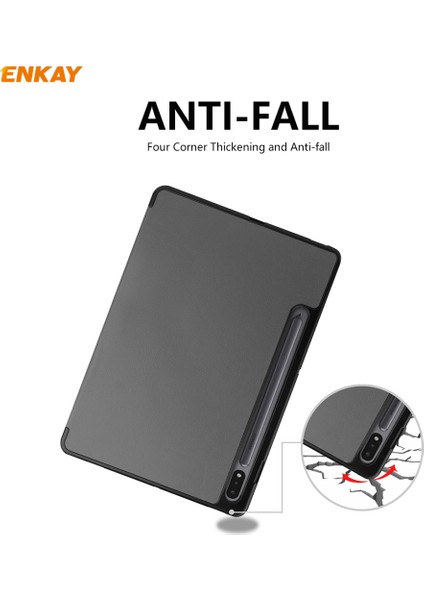 Enkay Pu + Tpu Smart Case For Samsung Tab S7 T870 / T875 Grey (Yurt Dışından)