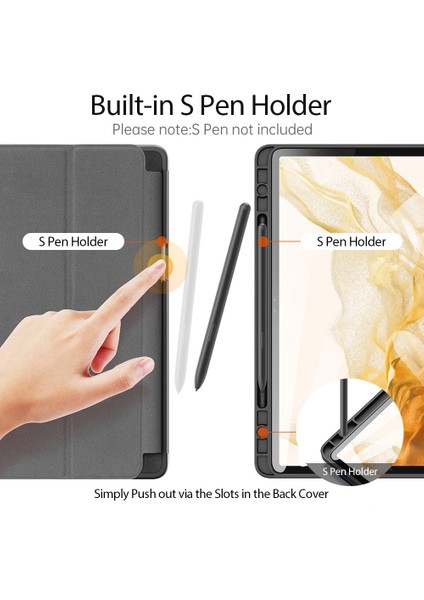 Dux Ducis Domo Serisi Tablet Kılıf Samsung Galaxy Tab S8 Için Black (Yurt Dışından)