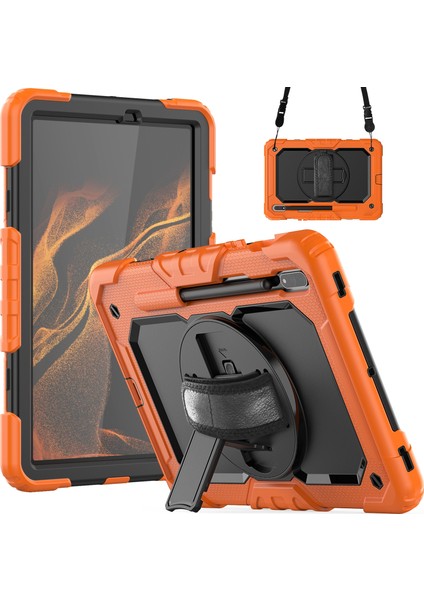 Silikon + Pc Durumda Samsung Galaxy Tab S8 11 Inç SM-X700 Orange+Black (Yurt Dışından)