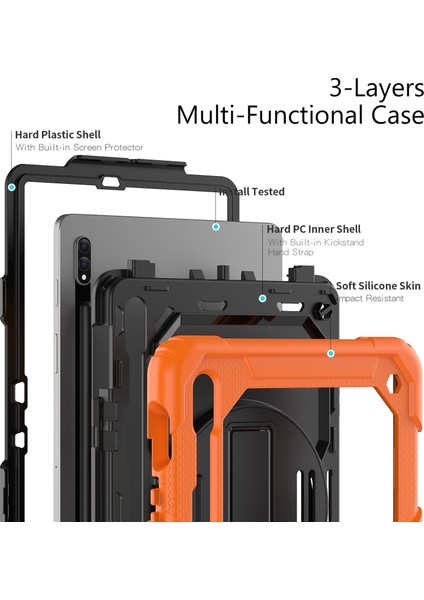 Silikon + Pc Durumda Samsung Galaxy Tab S8 11 Inç SM-X700 Orange+Black (Yurt Dışından) modelleri