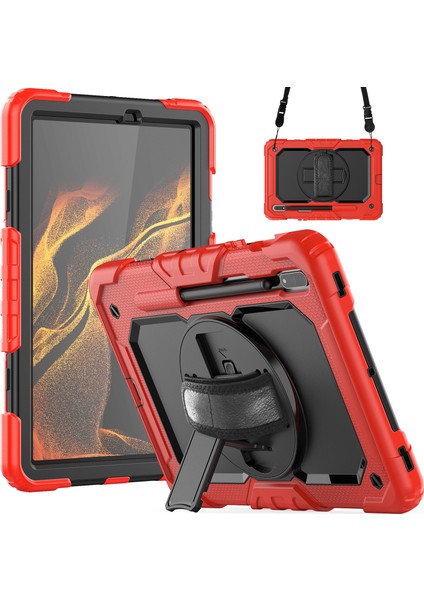 Silikon + Pc Durumda Samsung Galaxy Tab S8 11 Inç SM-X700 Red+Black (Yurt Dışından)