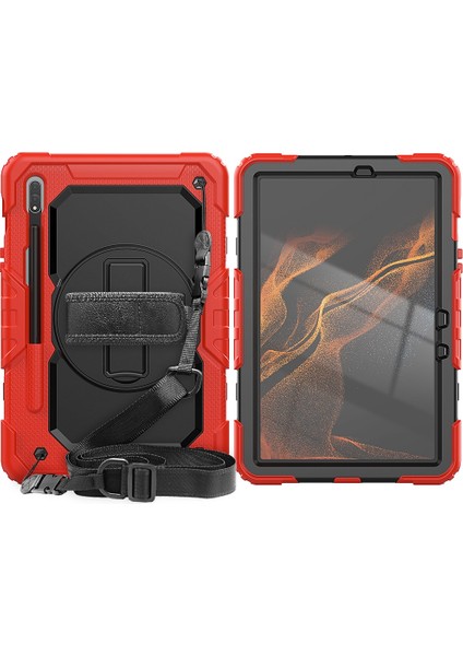 Silikon + Pc Durumda Samsung Galaxy Tab S8 11 Inç SM-X700 Red+Black (Yurt Dışından)